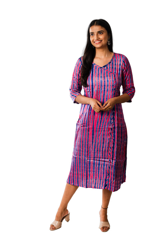 Pink Modal Shibori One Piece Cum Kurta