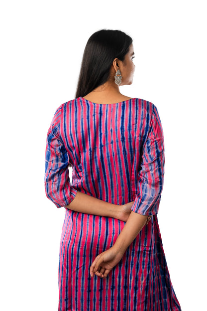 Pink Modal Shibori One Piece Cum Kurta