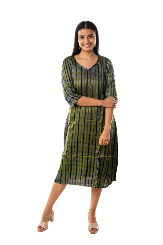 Mehendi Green Modal Shibori One Piece Cum Kurta