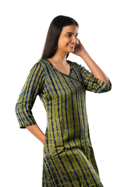Mehendi Green Modal Shibori One Piece Cum Kurta