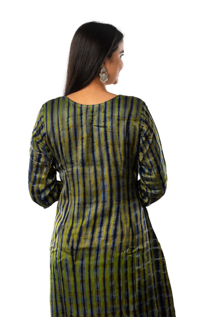 Mehendi Green Modal Shibori One Piece Cum Kurta