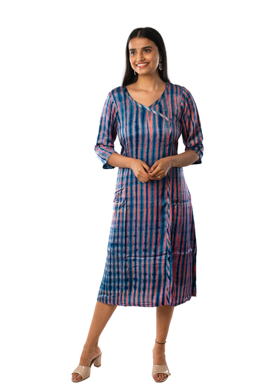 Blue Grey Modal Shibori One Piece Cum Kurta