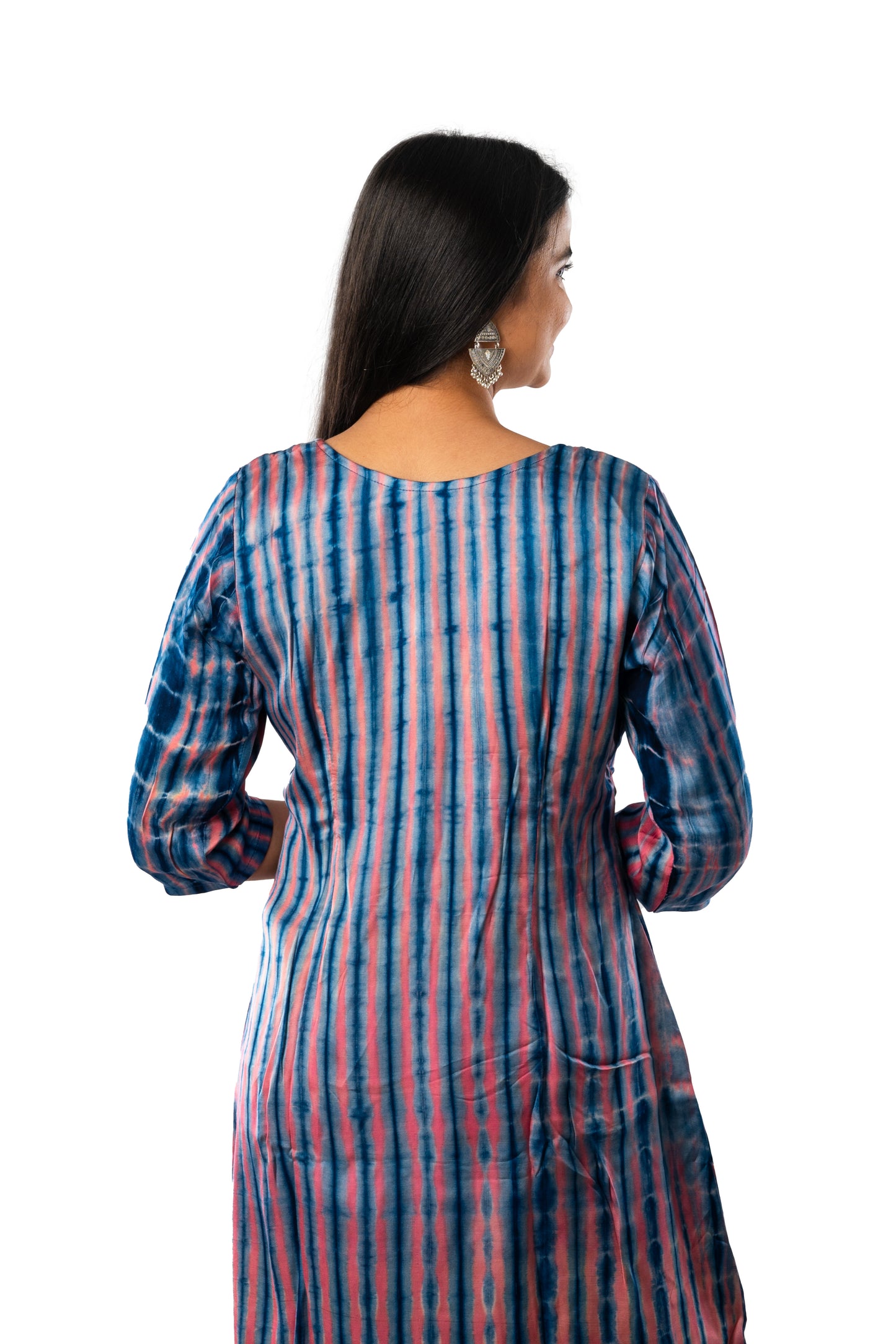 Blue Grey Modal Shibori One Piece Cum Kurta