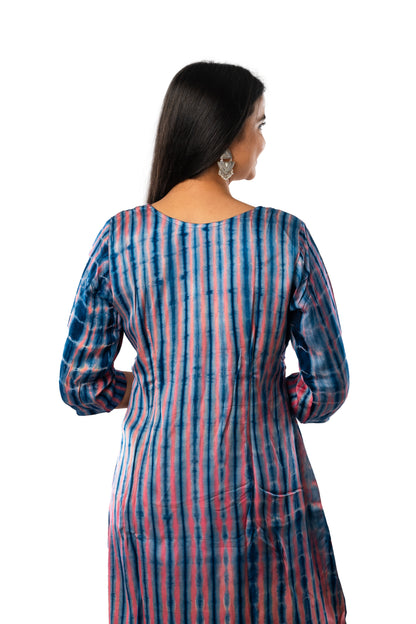 Blue Grey Modal Shibori One Piece Cum Kurta