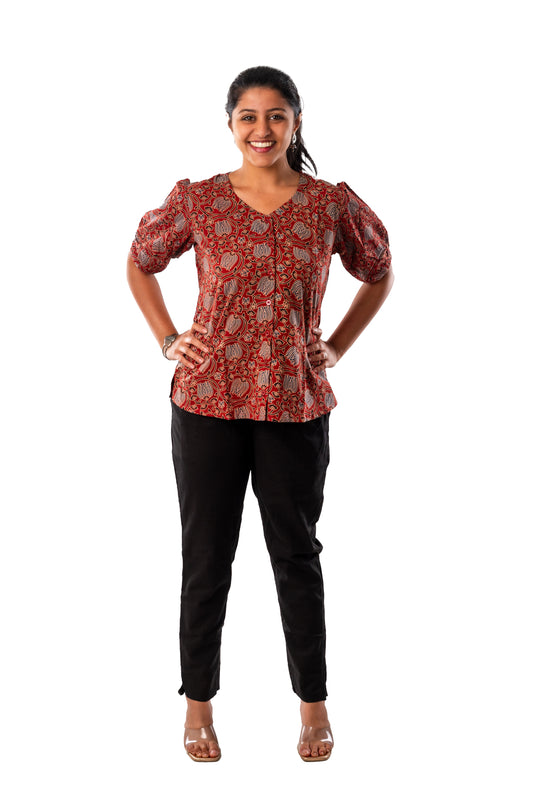 Red Pure Ajrakh Shirt