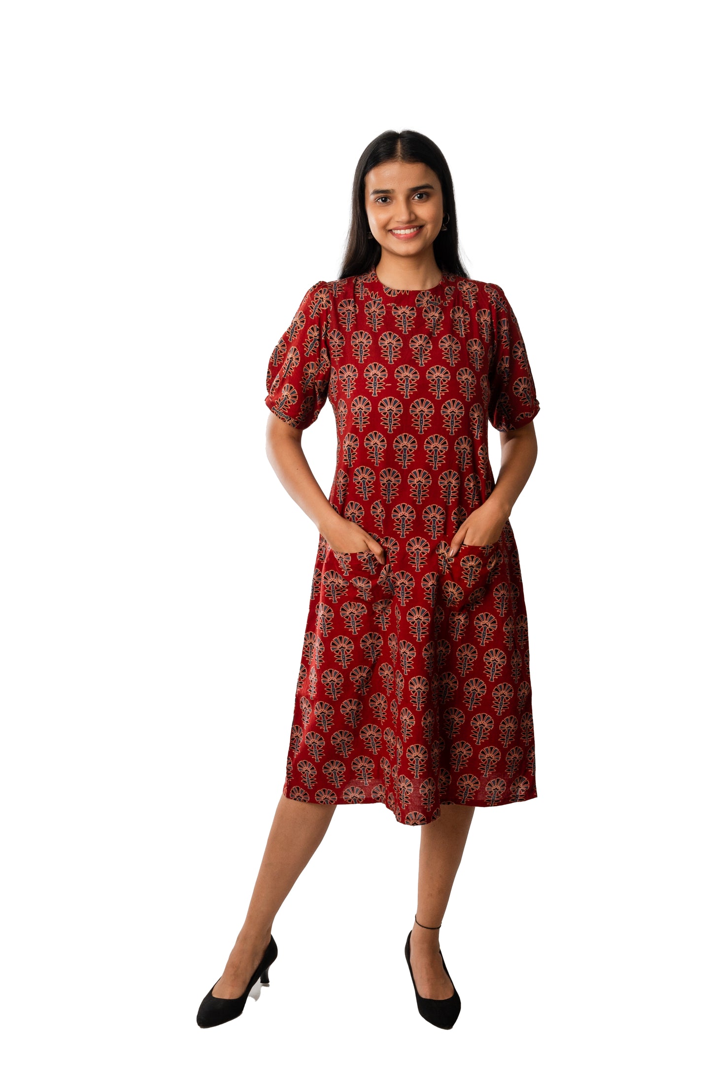 Red Pure Ajrakh One Piece Dress