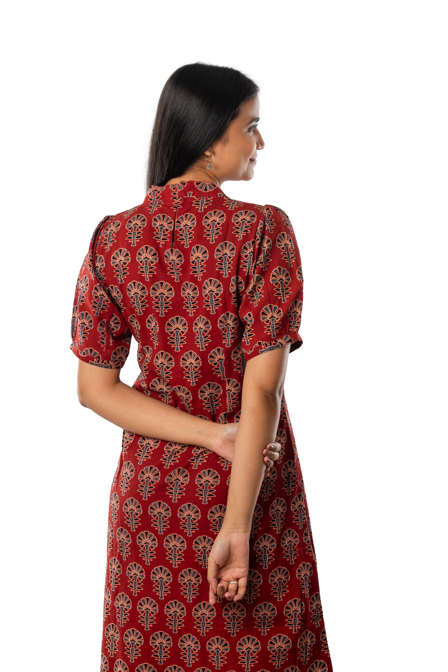 Red Pure Ajrakh One Piece Dress