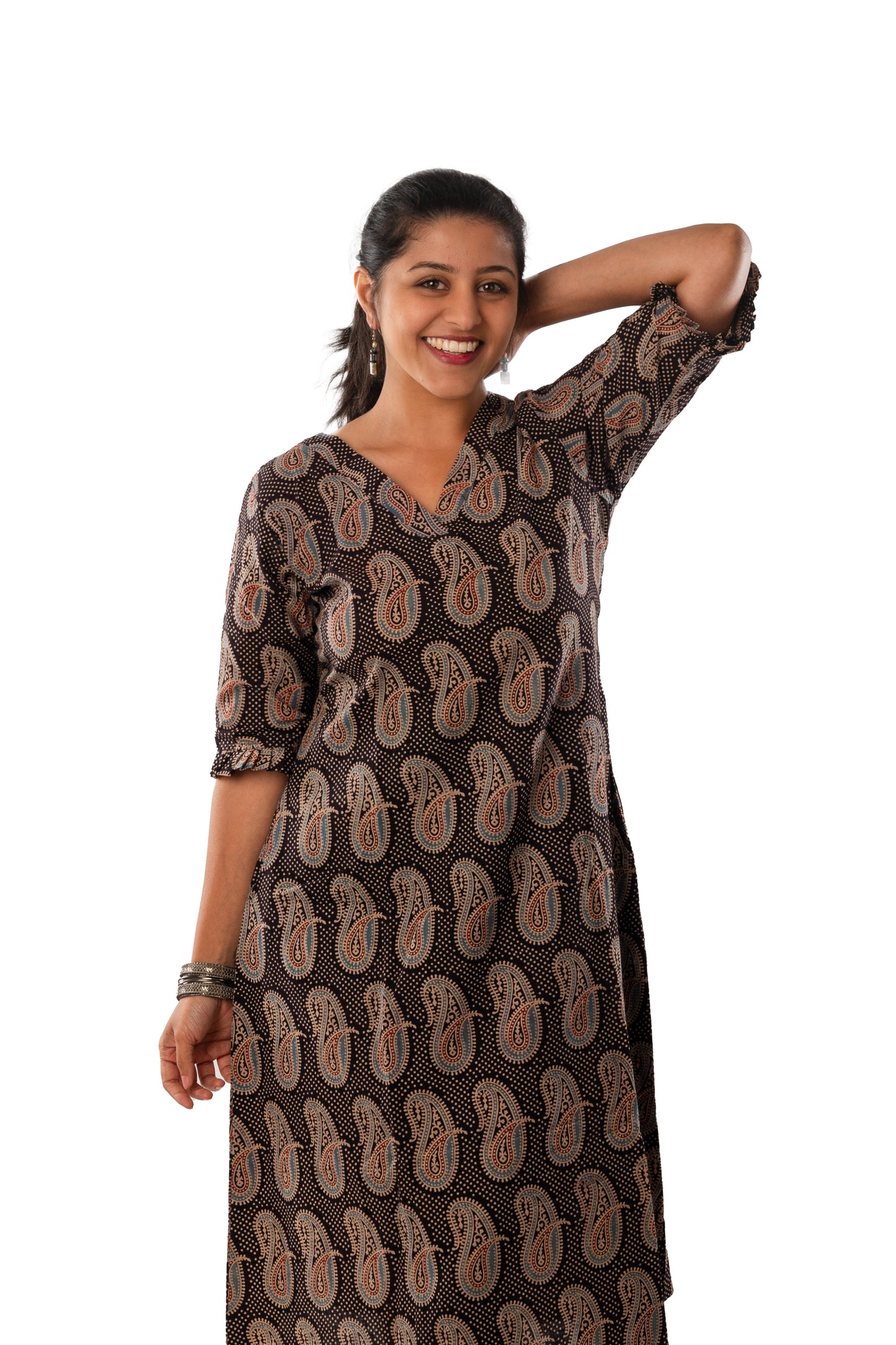Black Pure Ajrakh One Piece Dress