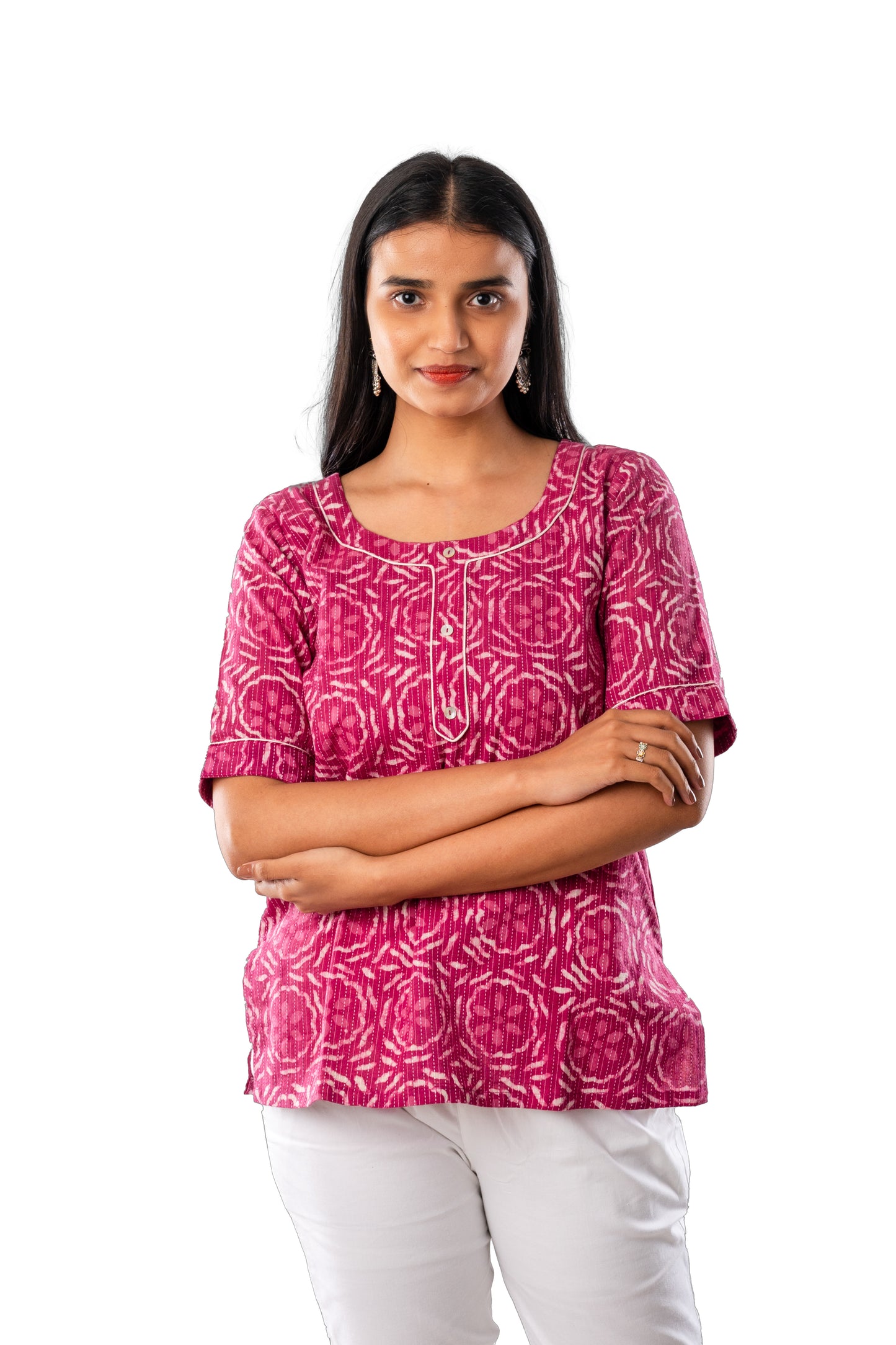 Magenta Kantha Cotton Top