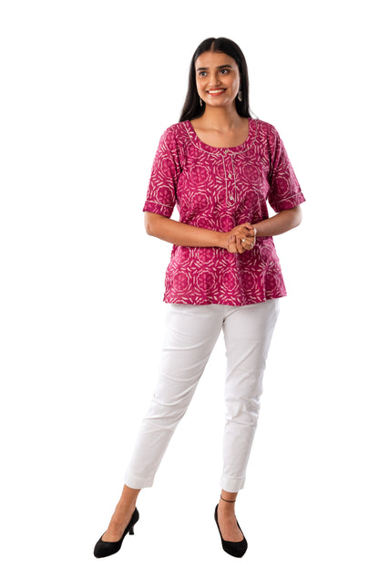 Magenta Kantha Cotton Top