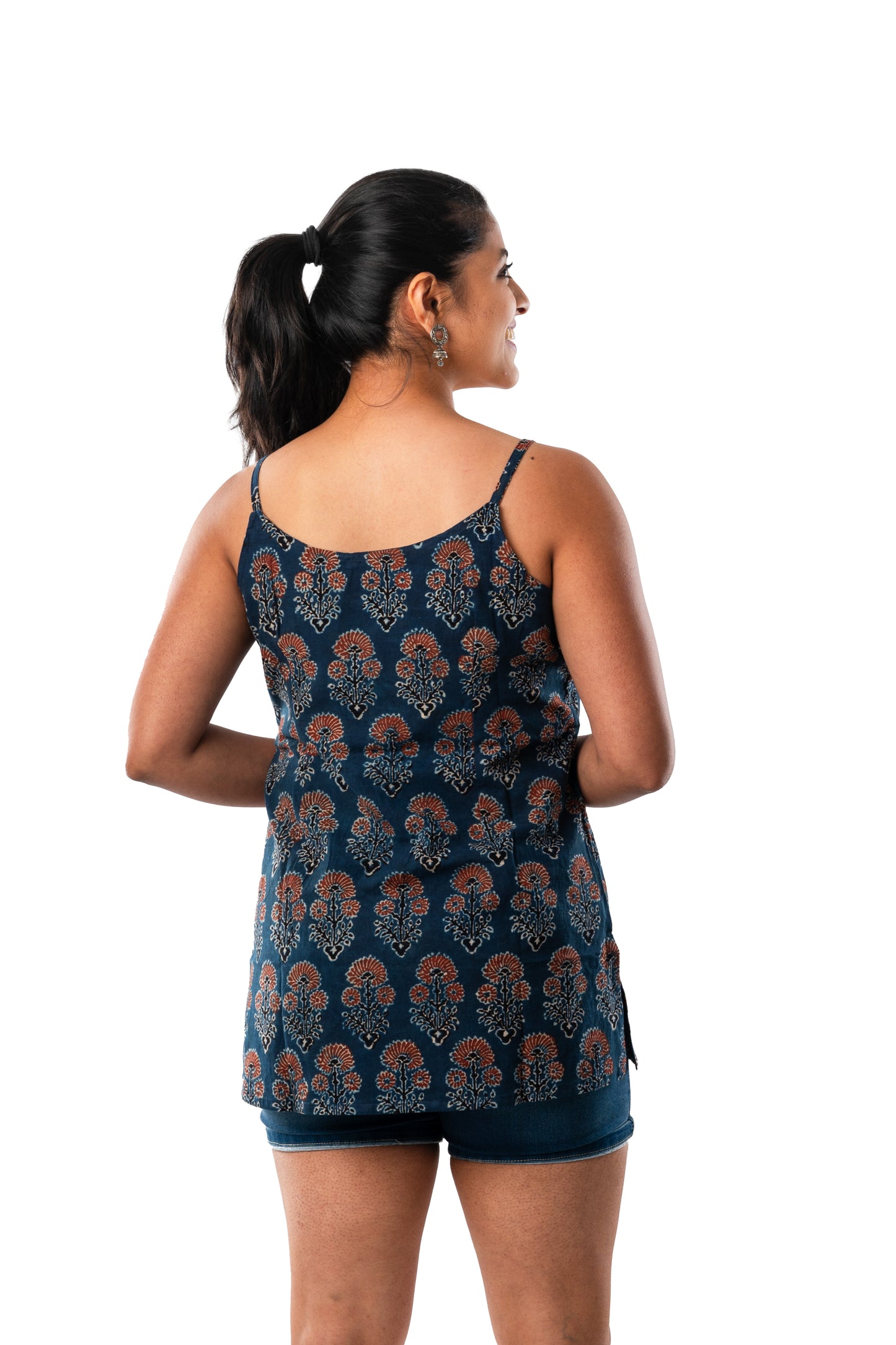 Indigo Ajrakh Spaghetti Short Top