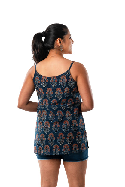 Indigo Ajrakh Spaghetti Short Top