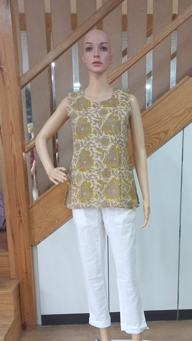 Clay Chanderi Cotton Short Top