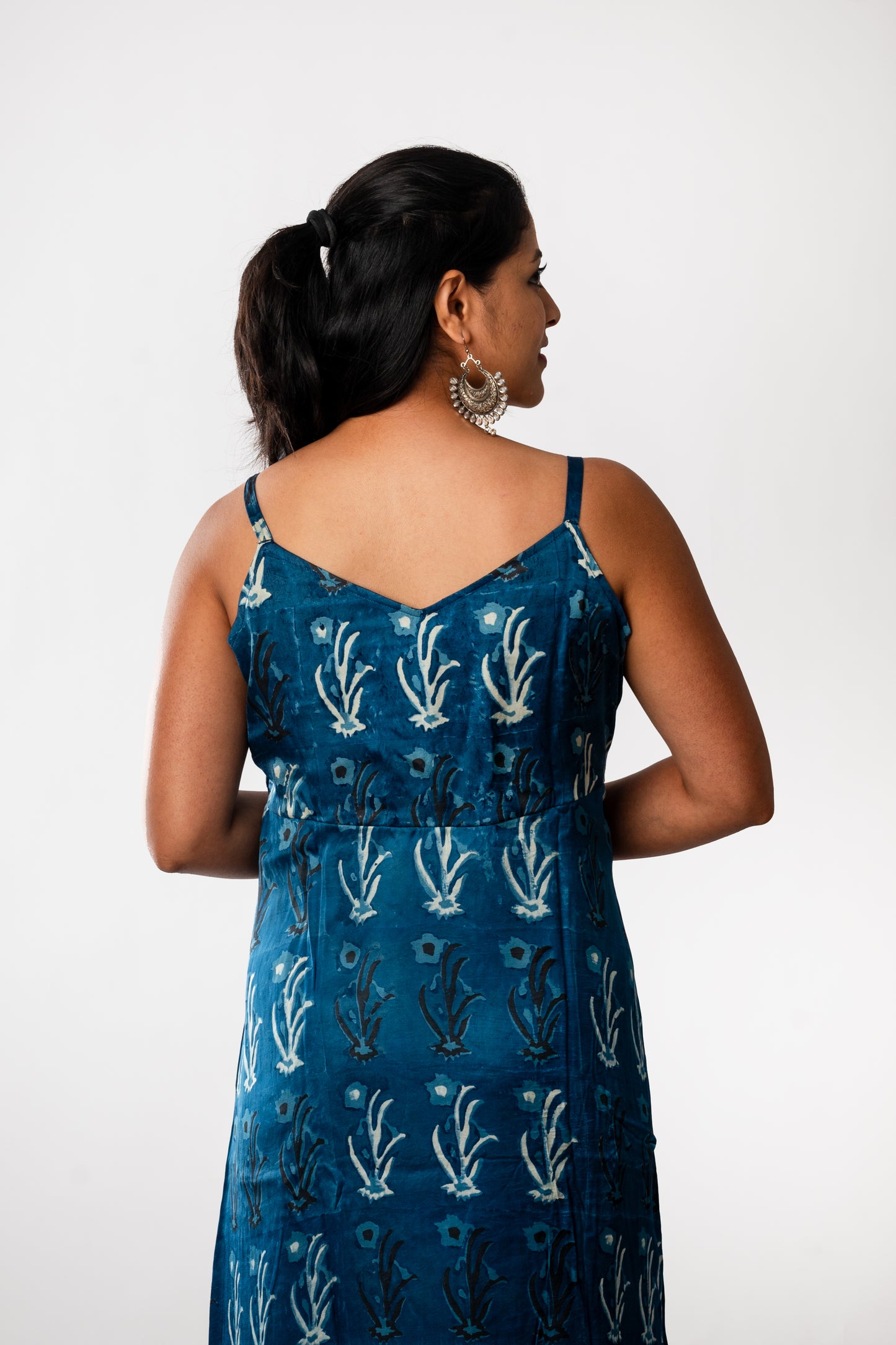 Indigo Modal Ajrakh Spaghetti One Piece