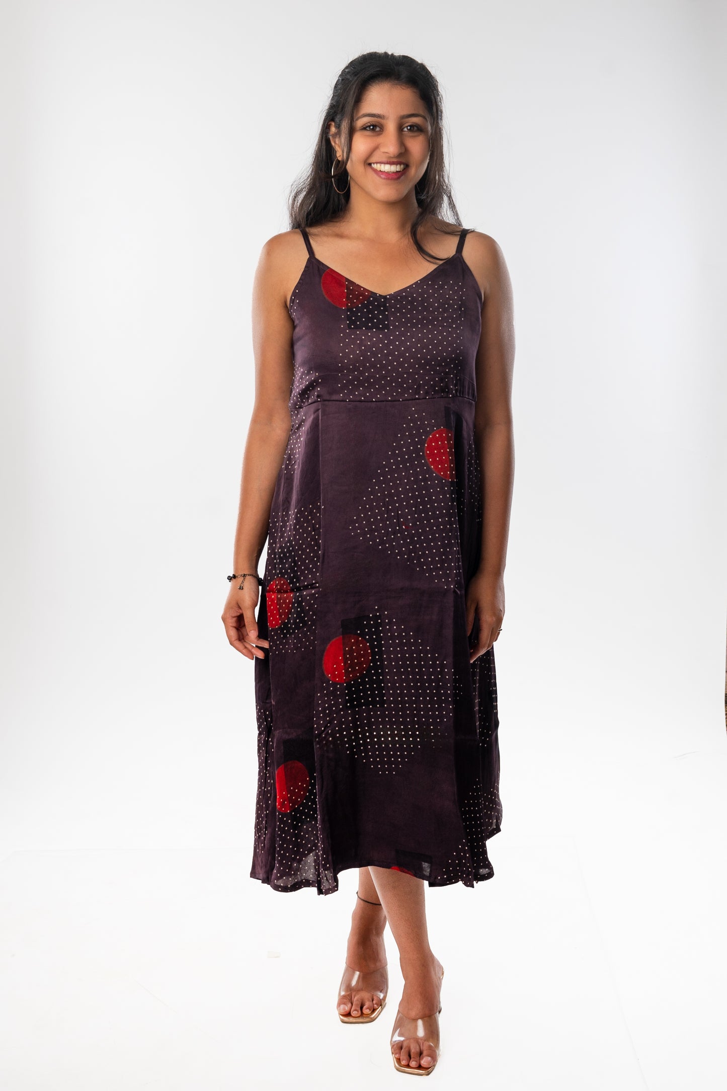 Brown Modal Ajrakh Spaghetti One Piece