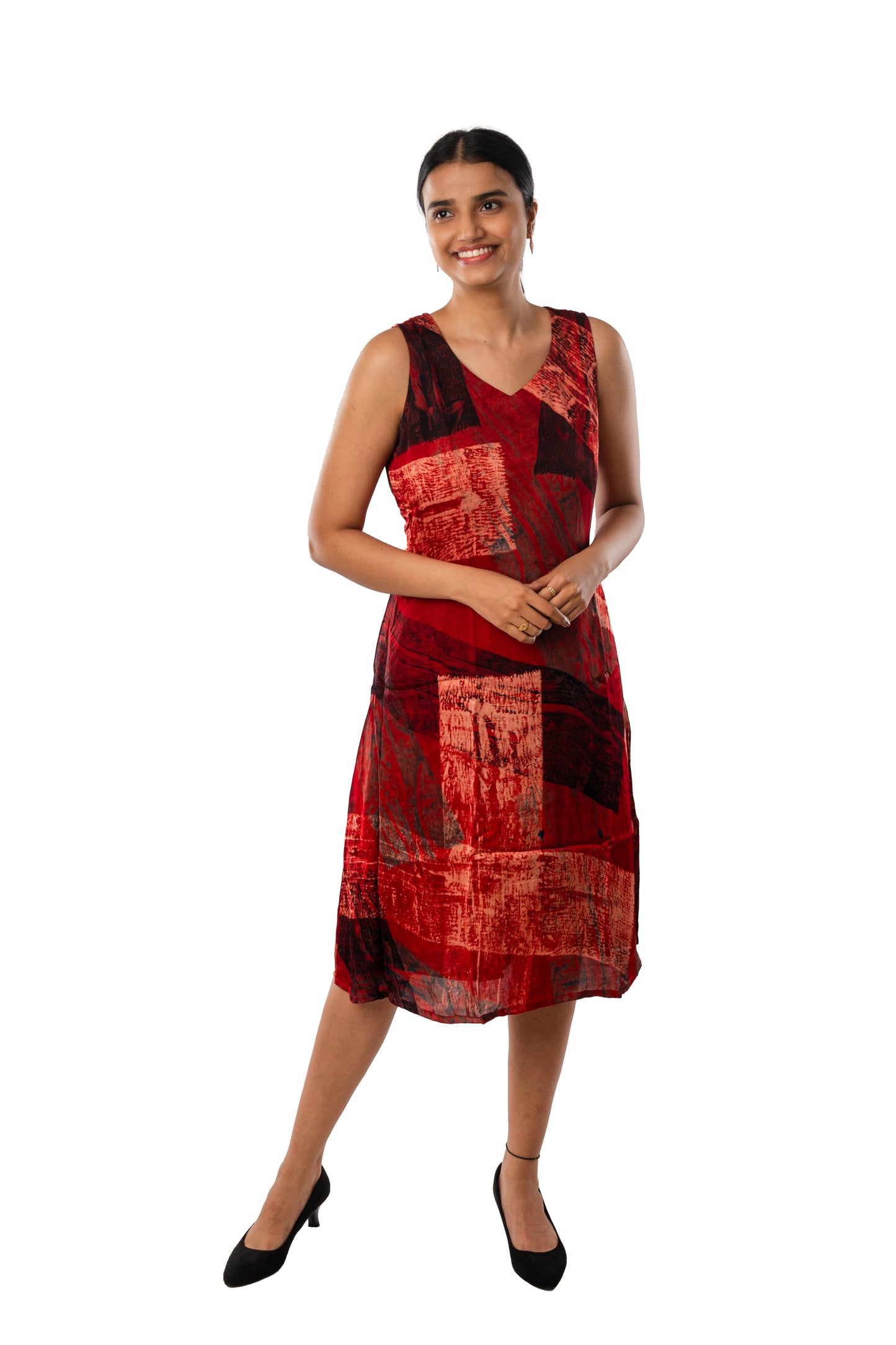 Maroon Modal Ajrakh Sleeveless One Piece