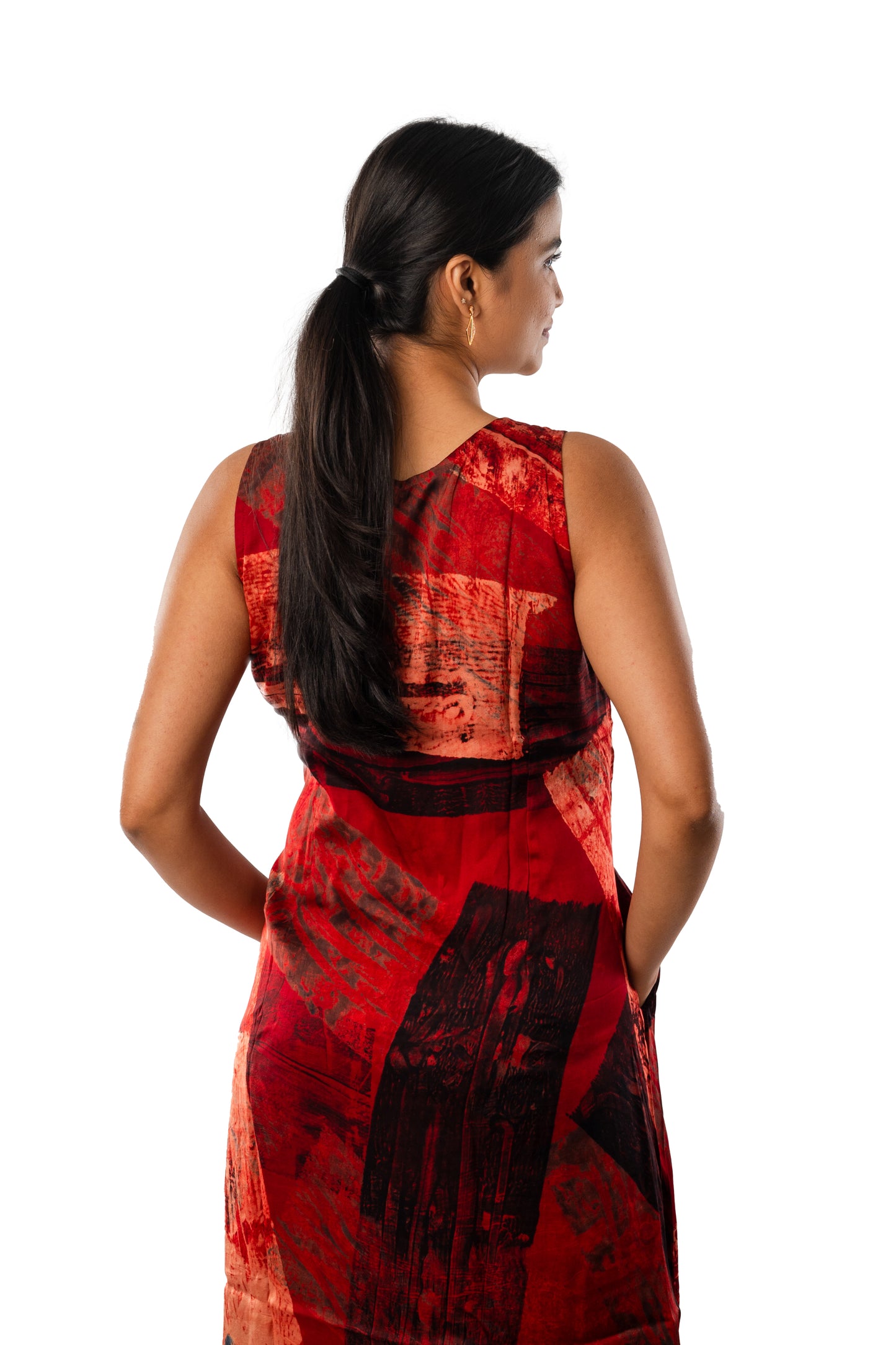 Maroon Modal Ajrakh Sleeveless One Piece