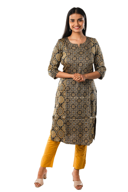 Black Modal Ajrakh Kurta