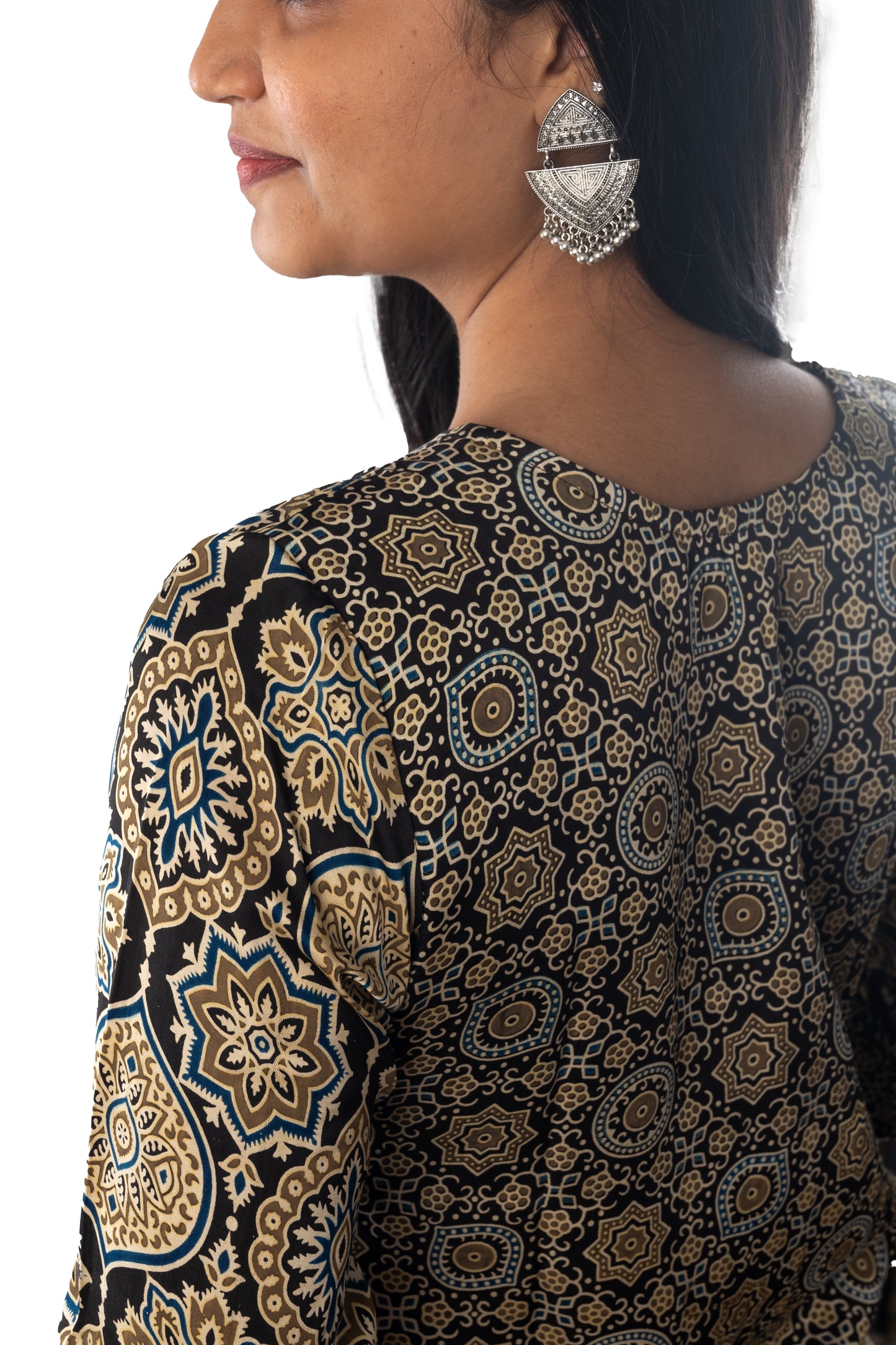 Black Modal Ajrakh Kurta