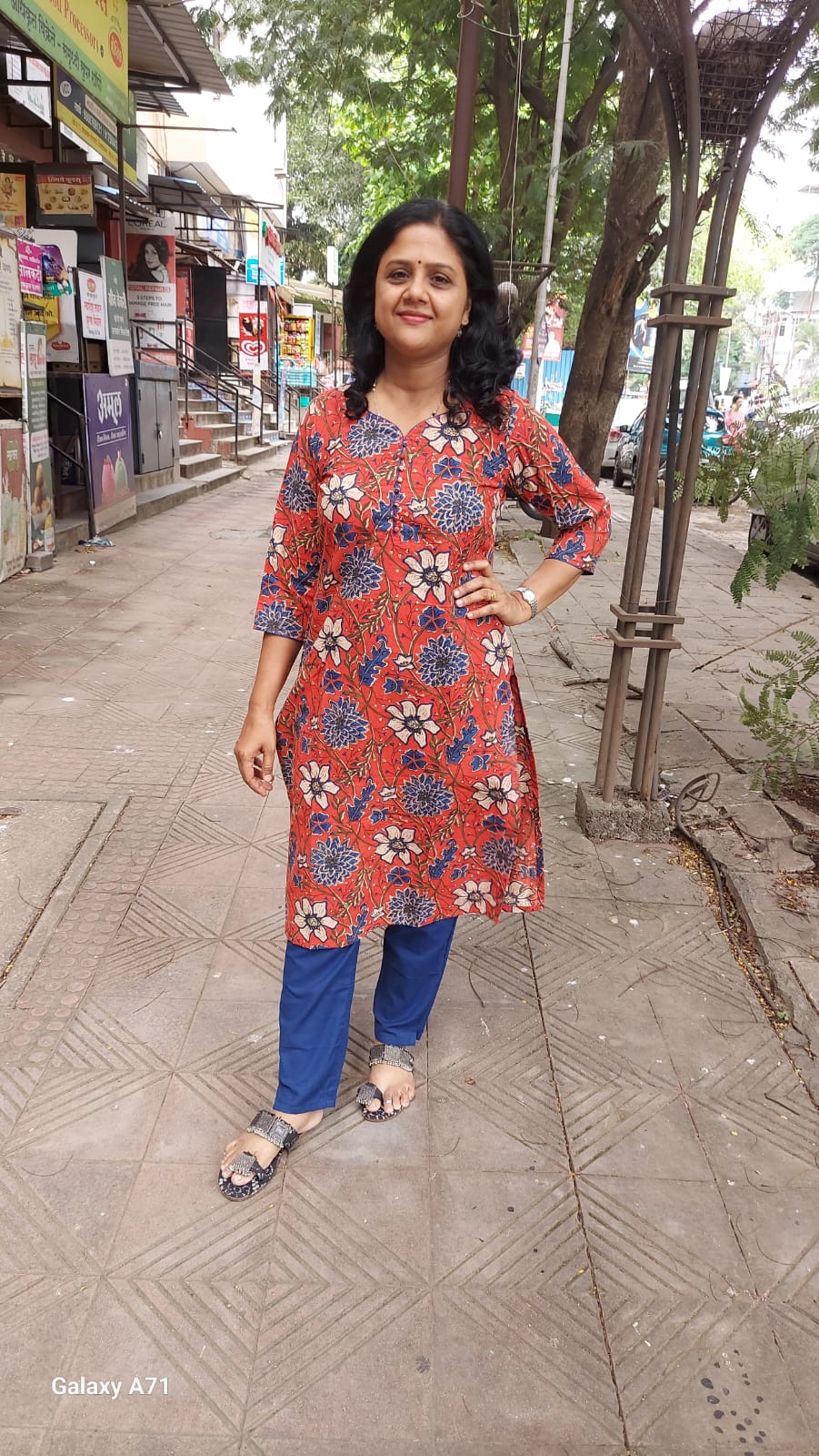 Red Bagru Kalamkari Handblock Printed Kurta