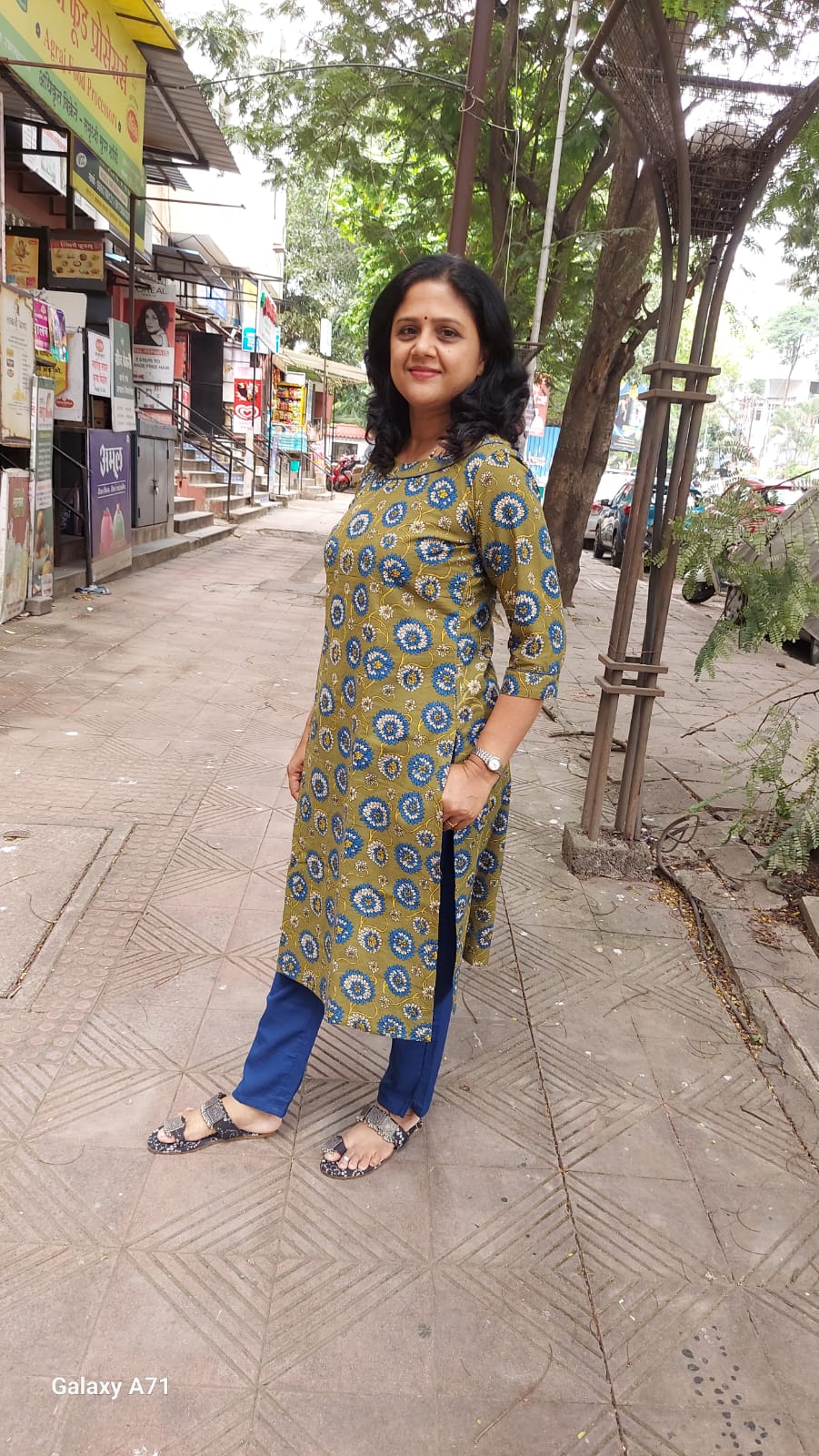 Mehendi Green Bagru Kalamkari Handblock Printed Cotton Kurta