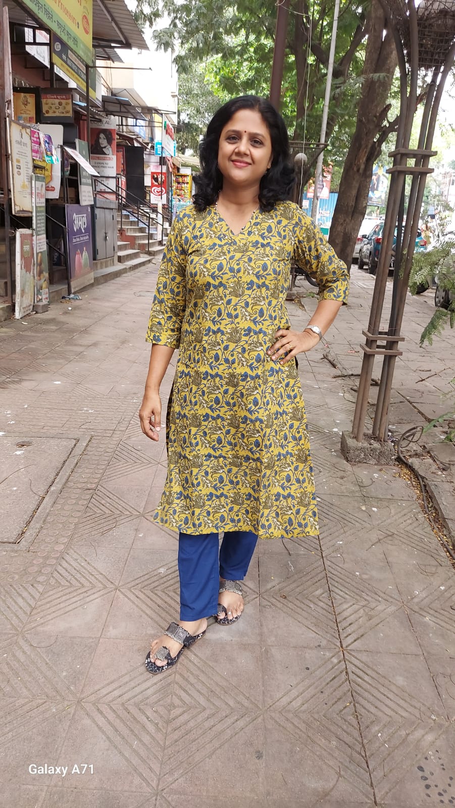 Mustard Yellow Bagru Kalamkari Handblock Printed Kurta