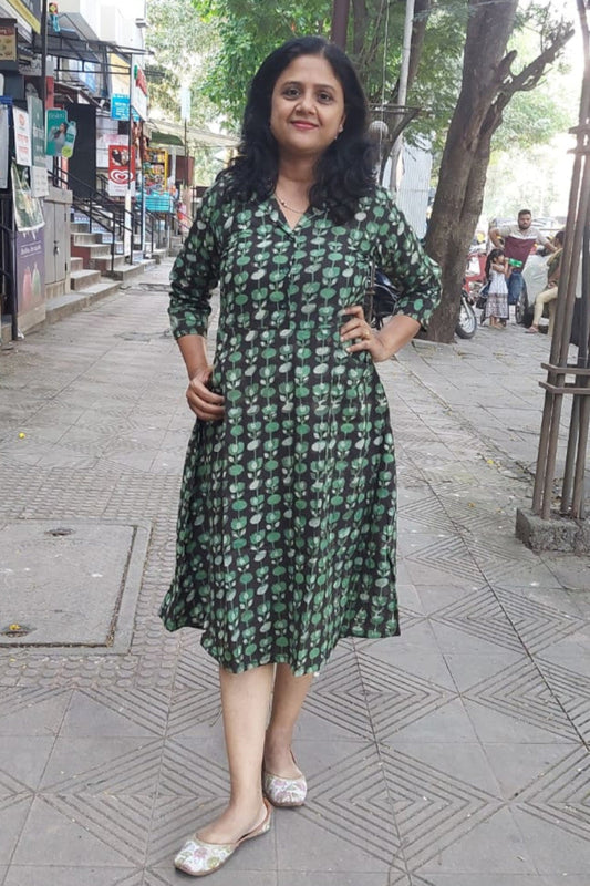 Jahota handblock printed Green One Piece