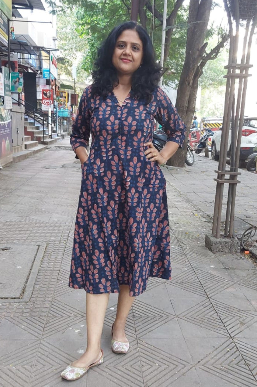 Jahota handblock printed Indigo One Piece