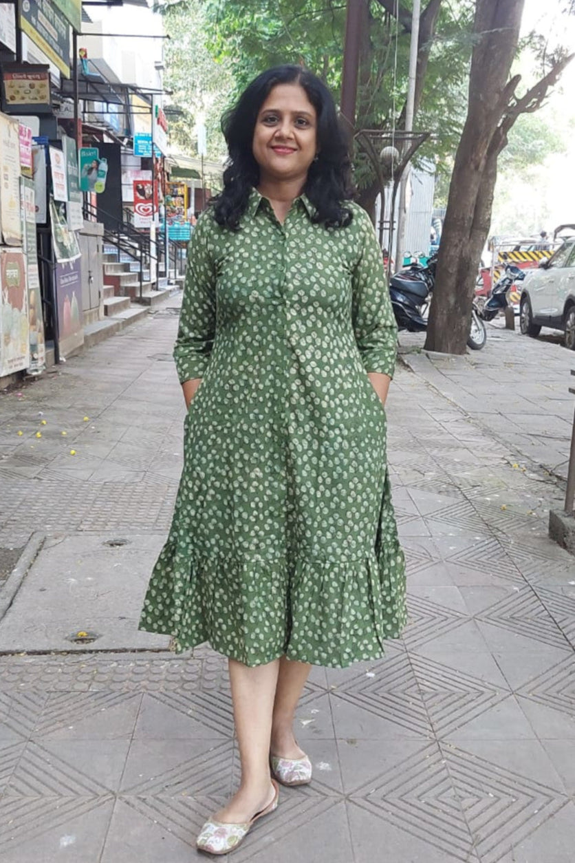 Jahota handblock printed Green One Piece