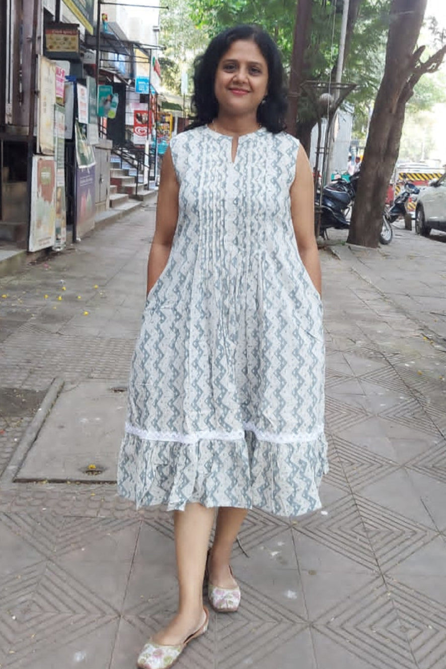 Jahota handblock printed Grey One Piece