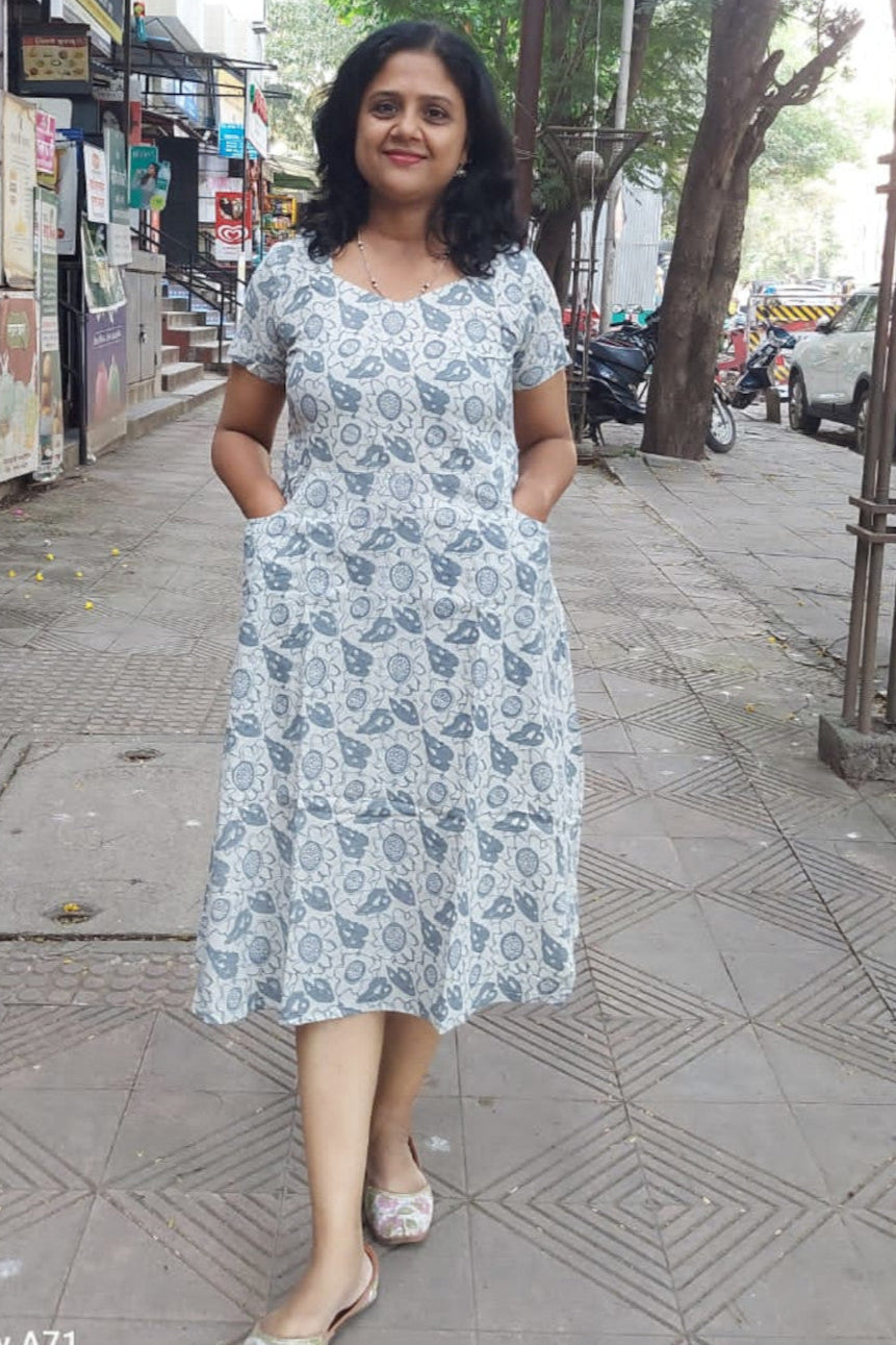 Jahota handblock printed Off White One Piece