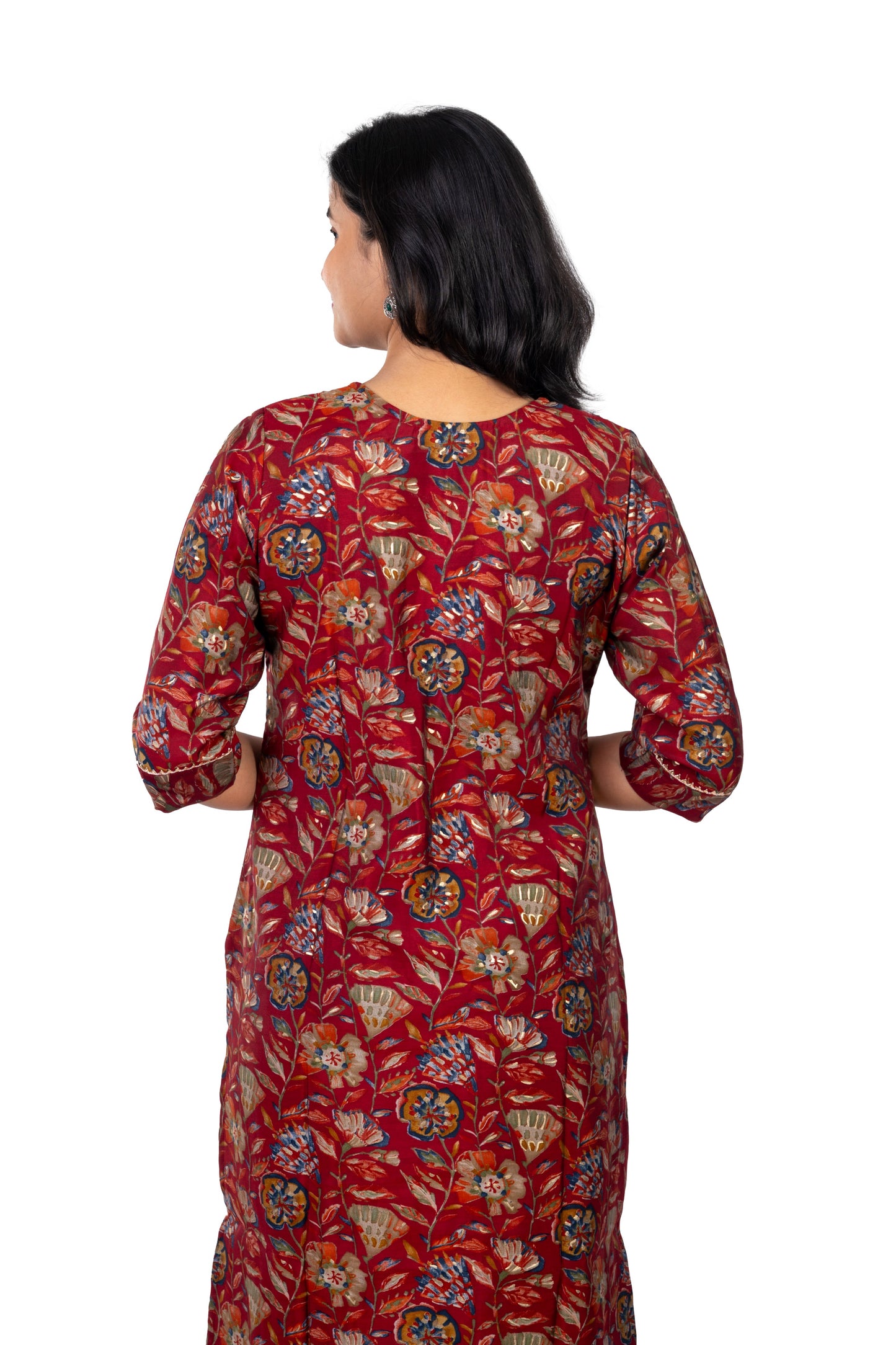 Red Chanderi Foil Kurta
