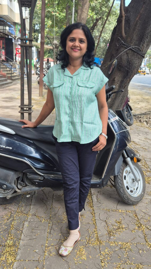Pista Green South Cotton Mega Sleeved Shirt