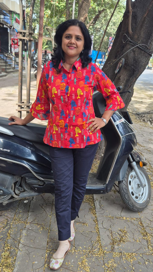 Red Pure Cotton Shirt