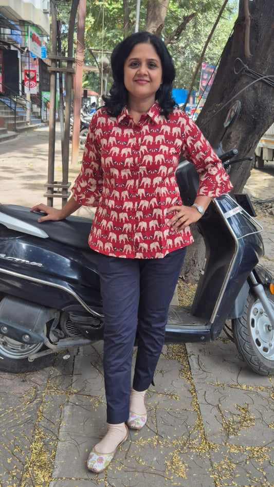 Maroon Pure Cotton Shirt