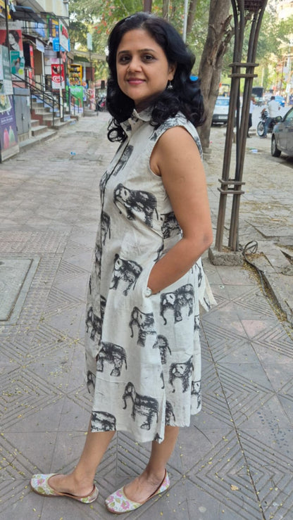 Clay Cracks Dabu Sleeveless One Piece