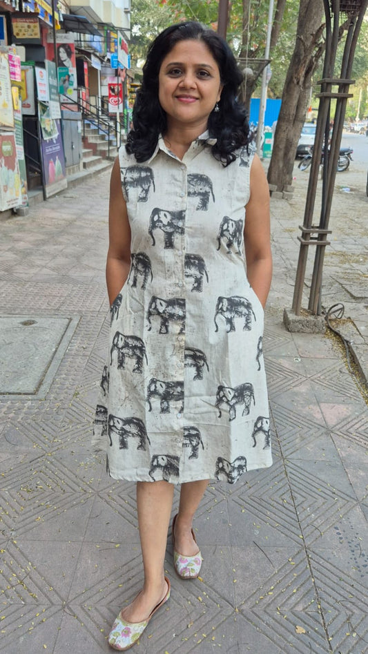 Clay Cracks Dabu Sleeveless One Piece