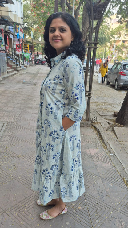 Clay Cracks Dabu Sleeved One Piece