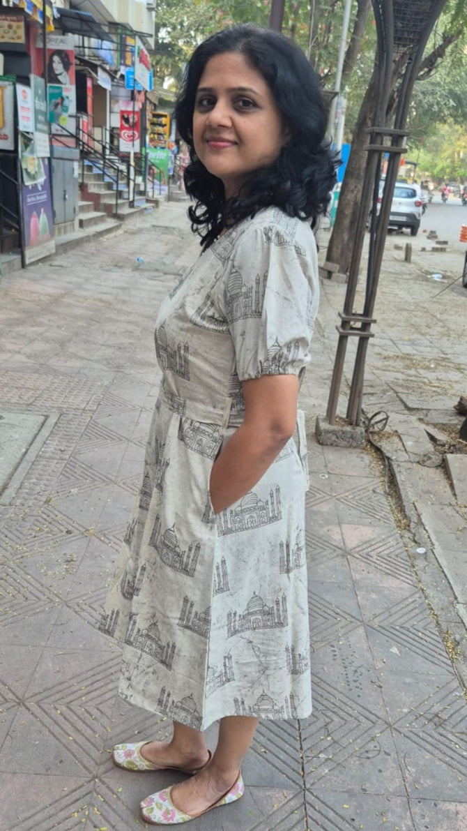 Clay Cracks Dabu Sleeved One Piece