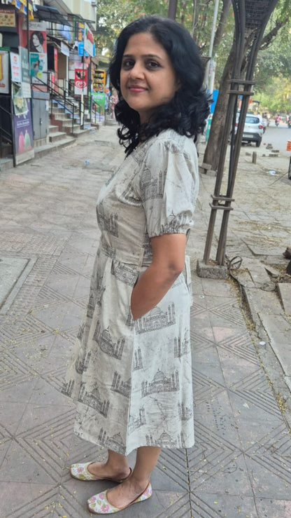 Clay Cracks Dabu Sleeved One Piece