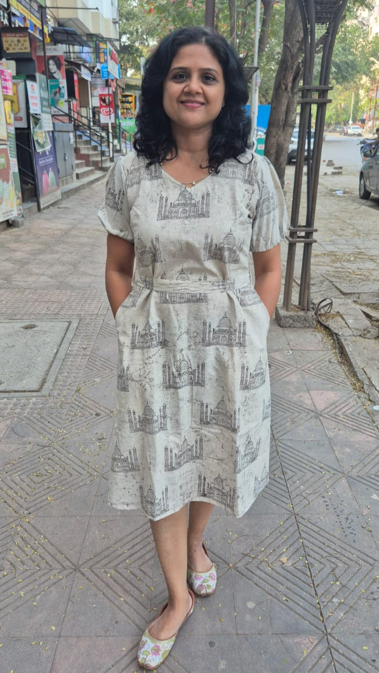 Clay Cracks Dabu Sleeved One Piece