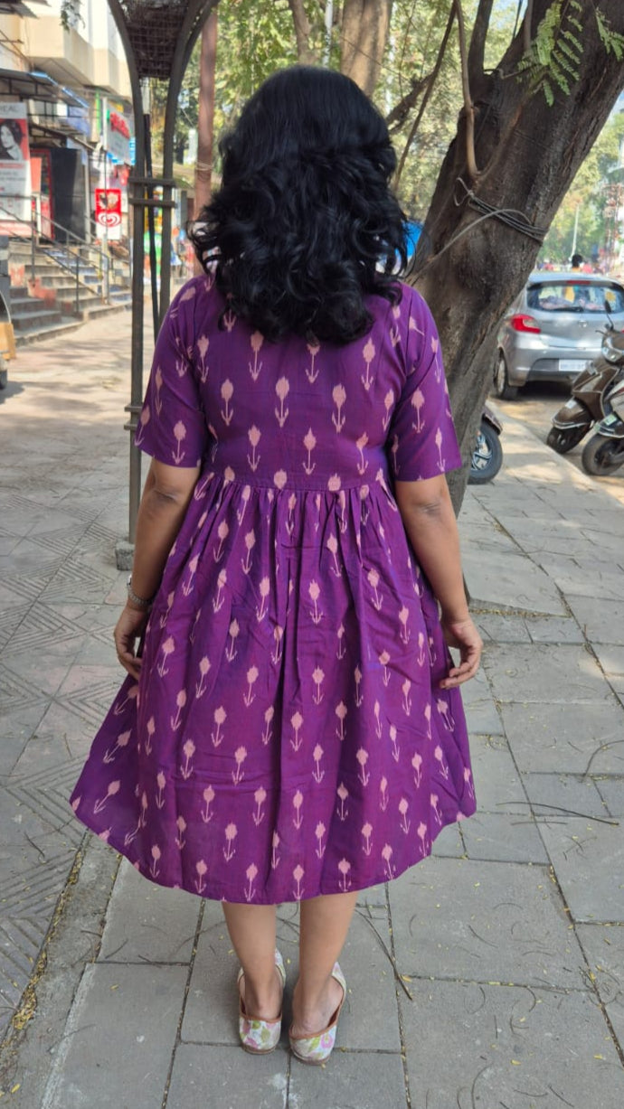 Magenta Handloom Ikkat One Piece