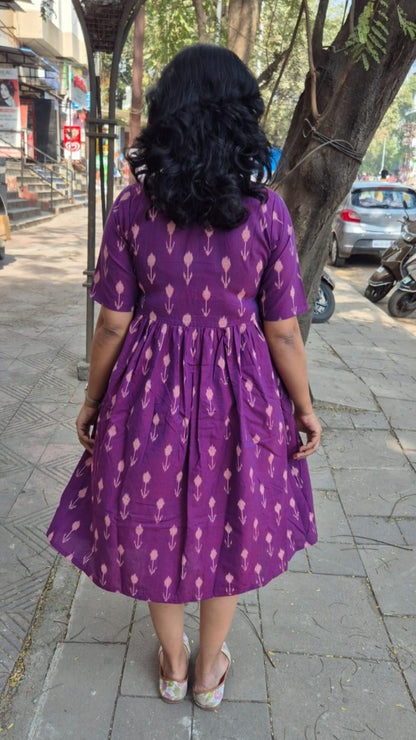 Magenta Handloom Ikkat One Piece