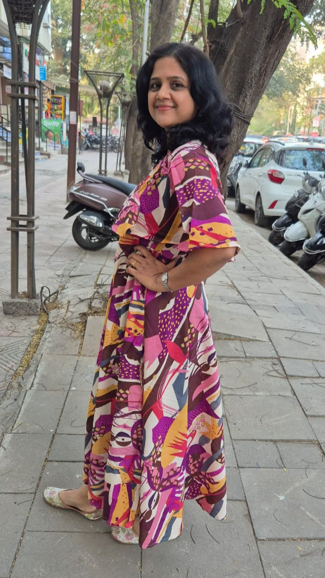 Purple Pure Cotton Long One Piece with Cape