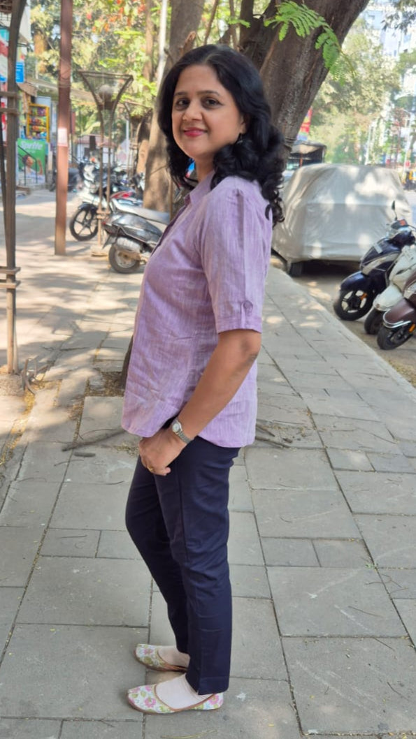 Purple Linen Cotton Sleeveless Shirt
