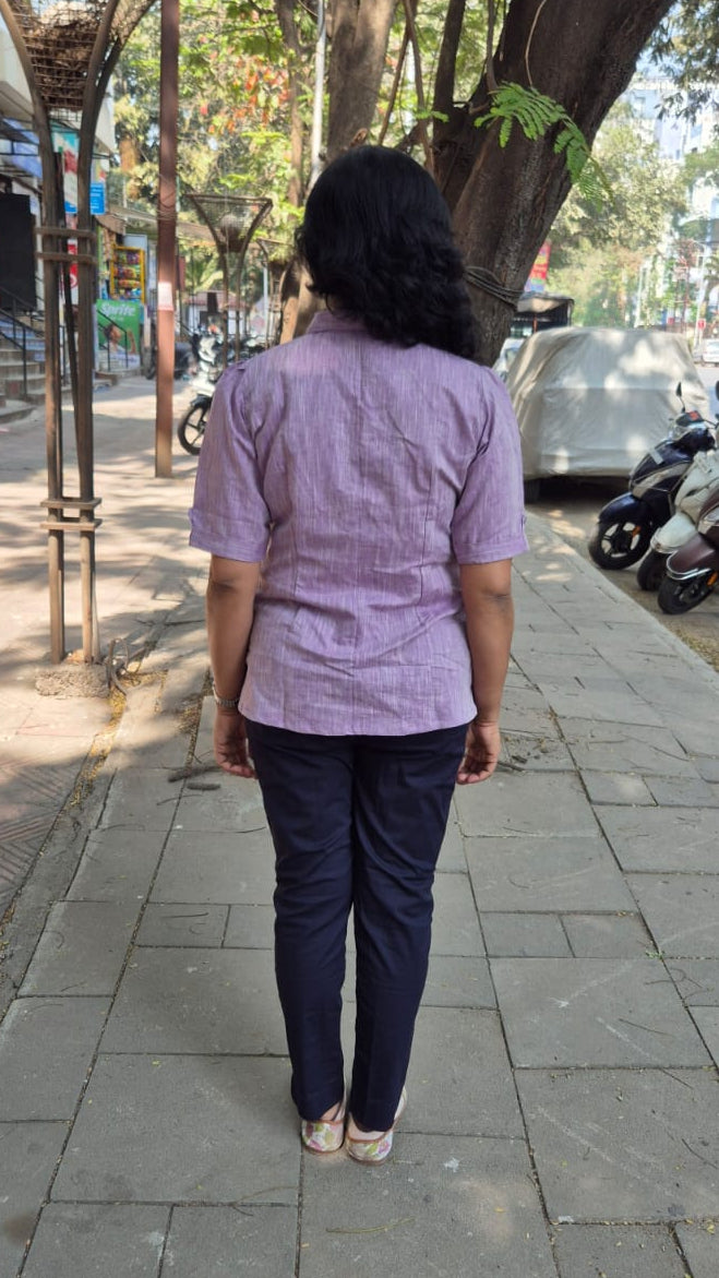Purple Linen Cotton Sleeveless Shirt