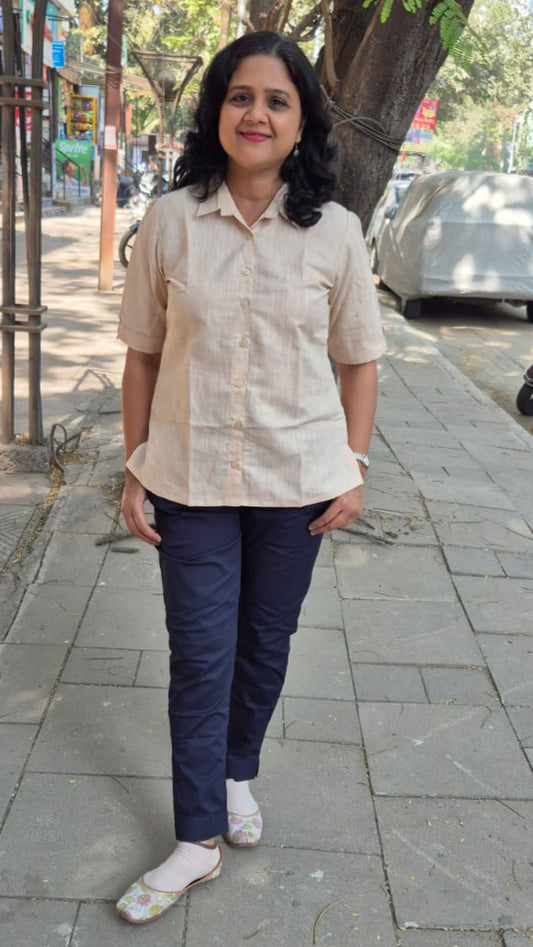 Melon Orange Linen Cotton Sleeveless Shirt