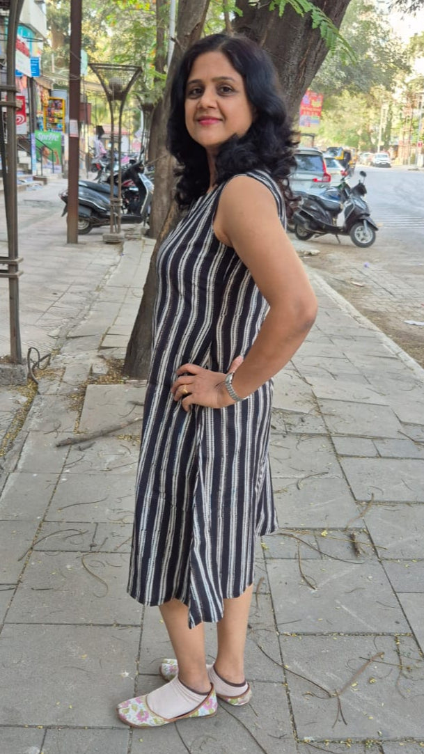 Black Hand block Dabu Sleeveless One Piece