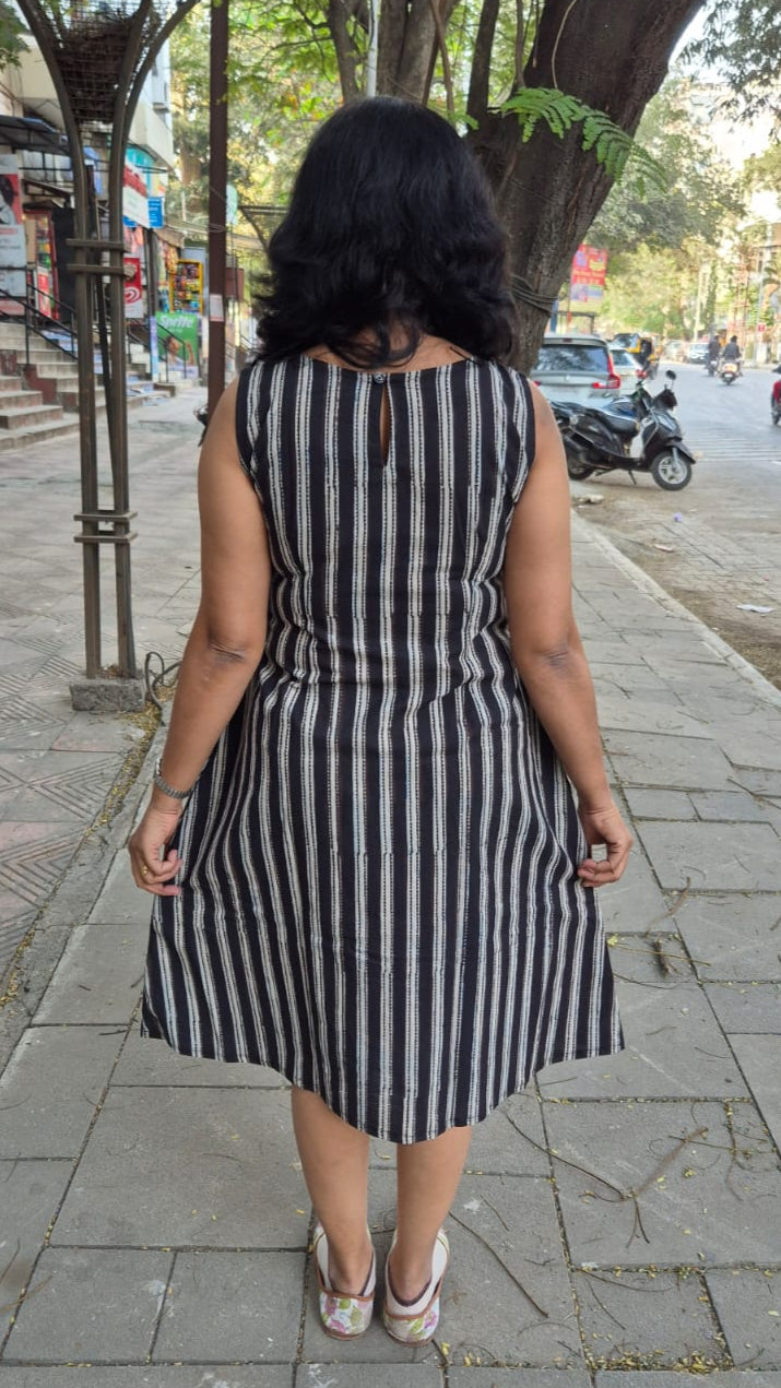 Black Hand block Dabu Sleeveless One Piece