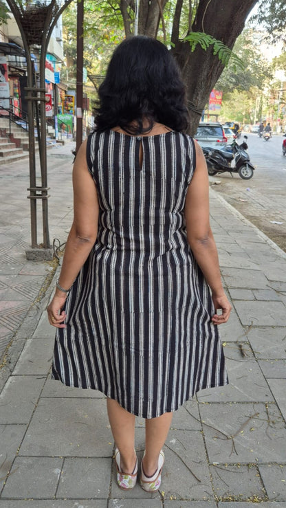 Black Hand block Dabu Sleeveless One Piece